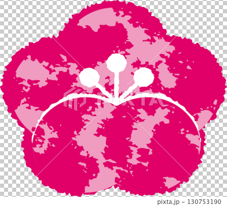 A hand-drawn illustration of vibrant pink plum blossoms. Perfect for Japanese-style designs and spring materials. 130753190