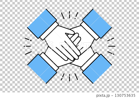重ね合わせられたビジネスチームの手のイラスト 130753635