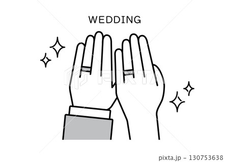 結婚式で指輪を披露する新郎新婦の手のイメージイラスト 130753638