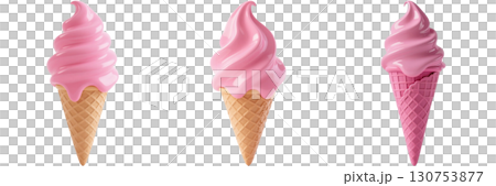 ピンク色のソフトクリーム 130753877