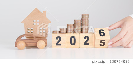 2025 end year to Happy New Year 2026 with car and Home model with coin stack. Car loan, Interest rate, real estate, house, Insurance, Financial, Repair, Tax, mortgage and Maintenance 2025 end year to Happy New Year 2026 with car and Home model with coin stack. Car loan, Interest rate, real estate, house, Insurance, Financial, Repair, Tax, mortgage and Maintenance 130754053