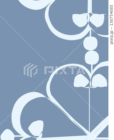 abstract floral decorative pattern with symmetrical design in blue and white abstract floral decorative pattern with symmetrical design in blue and white 130754085