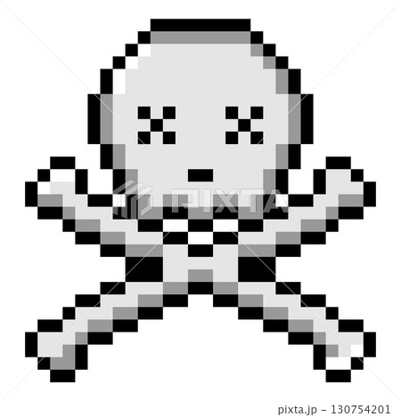 ドット絵小物 やられた表情の髑髏と骨 (1) ドット絵小物 やられた表情の髑髏と骨 (1) 130754201