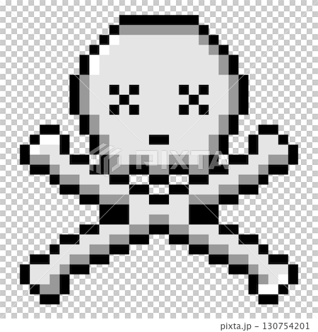 ドット絵小物 やられた表情の髑髏と骨 (1) ドット絵小物 やられた表情の髑髏と骨 (1) 130754201