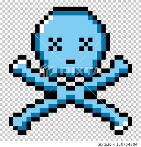 ドット絵小物 やられた表情の髑髏と骨 (4) 130754204