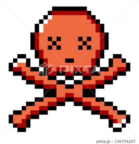 ドット絵小物 やられた表情の髑髏と骨 (6) ドット絵小物 やられた表情の髑髏と骨 (6) 130754207