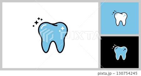 Sparkling clean tooth cartoon vector icon. Symbol of dental care and oral hygiene 130754245
