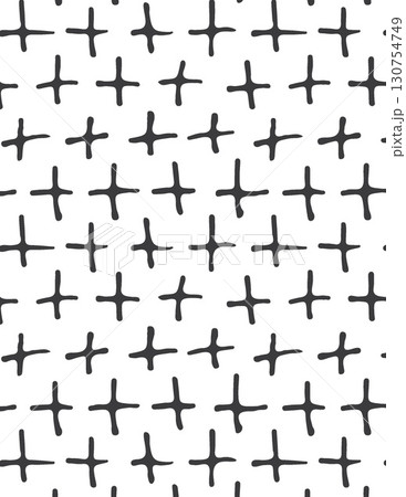 abstract black and white pattern of crosses arranged in a grid with varying slant and size 130754749