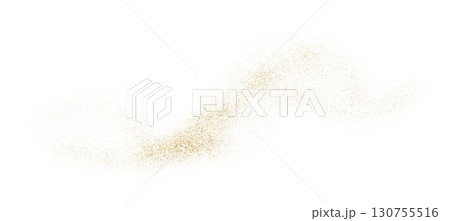 Luxury gold dot particle wave, confetti celebration. Glitter dust stripe and shine. Golden stipple flow wave, liquid undulate pattern, shining background. Vector abstract design 130755516