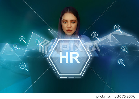 Human resources management with technology integration and data visualization by a business professional Human resources management with technology integration and data visualization by a business professional 130755676