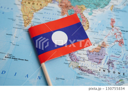 Bangkok, Thailand December 10, 2023 Laos map in world map paper. Bangkok, Thailand December 10, 2023 Laos map in world map paper. 130755834
