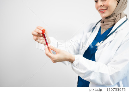 blood test, Doctor holding test glass tube Medical technology concept. blood test, Doctor holding test glass tube Medical technology concept. 130755973