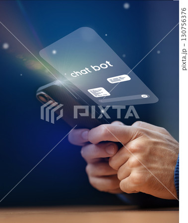 Engaging with chatbot technology on a smartphone in a modern setting after dark Engaging with chatbot technology on a smartphone in a modern setting after dark 130756376