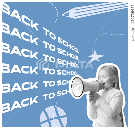 Celebrating back to school season with excitement and enthusiasm from a young girl in a fun setting 130756475