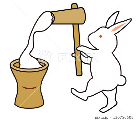 餅つきうさぎ_主線あり 130756509