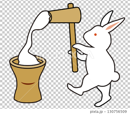 餅つきうさぎ_主線あり 130756509