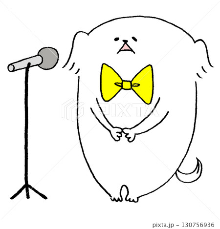 マイクの前に立つ犬 130756936