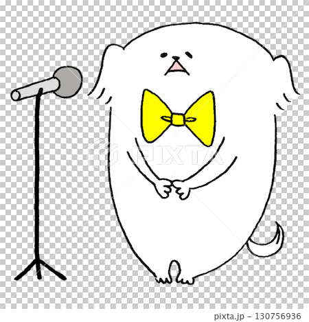 マイクの前に立つ犬 130756936