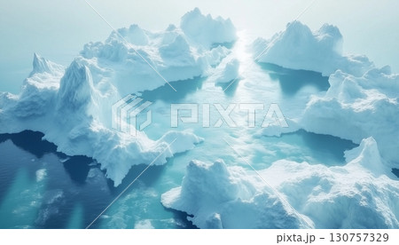 Large chunks of ice in the ocean top of view landscape 130757329
