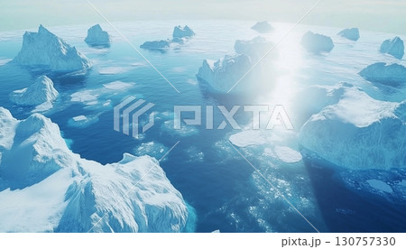 Large chunks of ice in the ocean top of view landscape 130757330