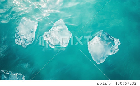 Large chunks of ice in the ocean top of view landscape 130757332
