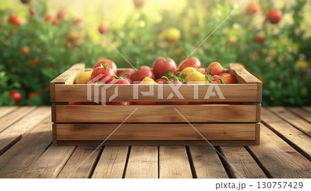 Wooden box carton for fruit package and packing delivery with wooden floor background Wooden box carton for fruit package and packing delivery with wooden floor background 130757429