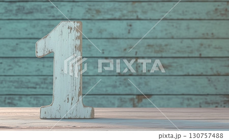 Shape number 1 made from pieces wooden textured in pastel background Shape number 1 made from pieces wooden textured in pastel background 130757488