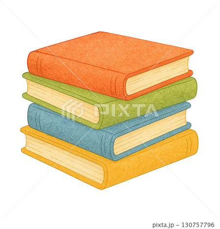 A stack of colorful books representing knowledge and learning. 130757796