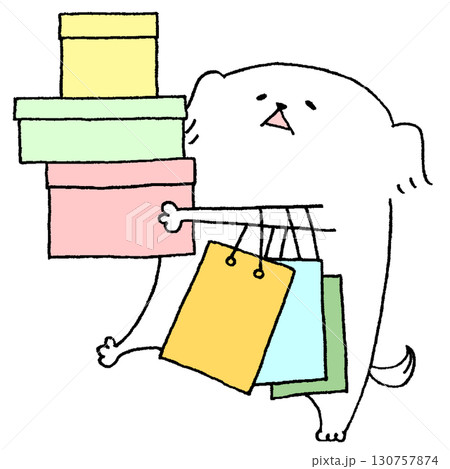 荷物をたくさん持つ犬 荷物をたくさん持つ犬 130757874