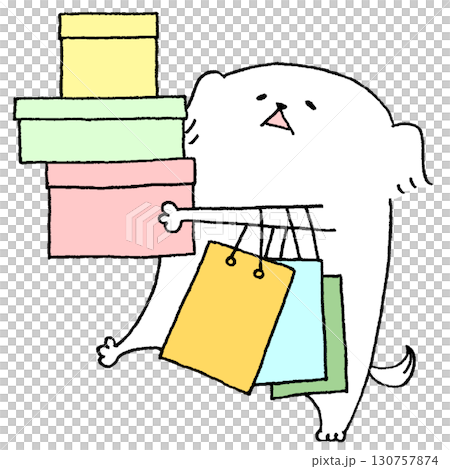 荷物をたくさん持つ犬 荷物をたくさん持つ犬 130757874