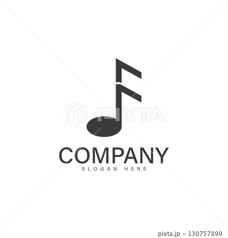 note music with f letter logo 130757899