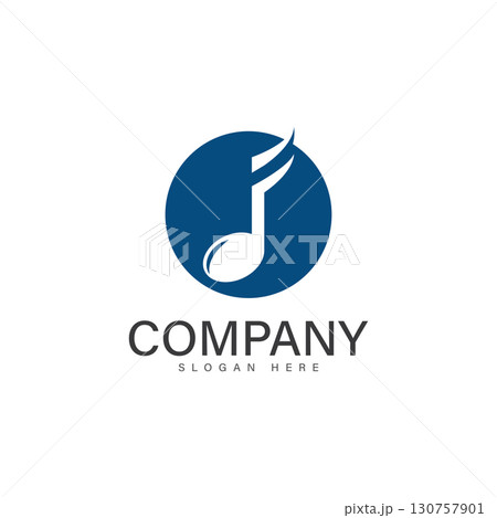 note music with f letter logo 130757901