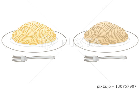 ノーマルパスタと全粒粉パスタ（フォークあり） 130757907