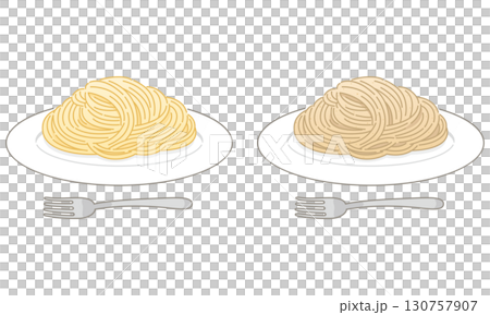 ノーマルパスタと全粒粉パスタ（フォークあり） 130757907