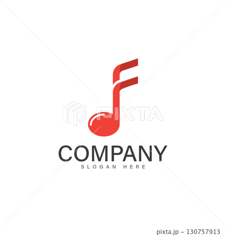 note music with f letter logo 130757913