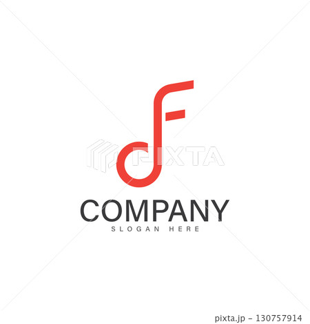 note music with f letter logo 130757914
