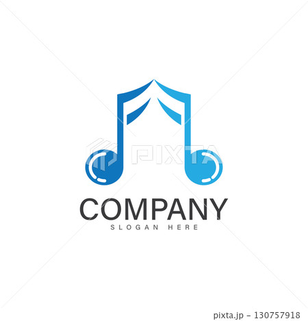 note music with f letter logo 130757918
