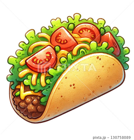 Delicious taco filled with fresh ingredients and flavors. 130758089