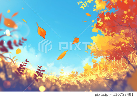 アニメ調の秋の自然の背景　AI画像 130758491
