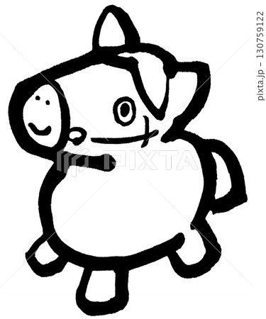 筆絵 馬の玩具 モノクロ 筆絵 馬の玩具 モノクロ 130759122