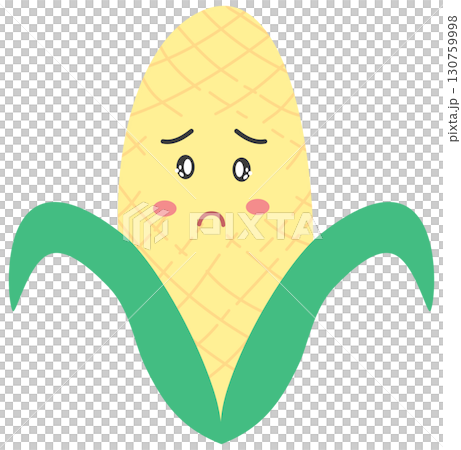 cute and minimal corn with sad face 130759998