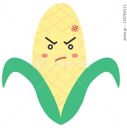 cute and minimal corn with angry face 130760111