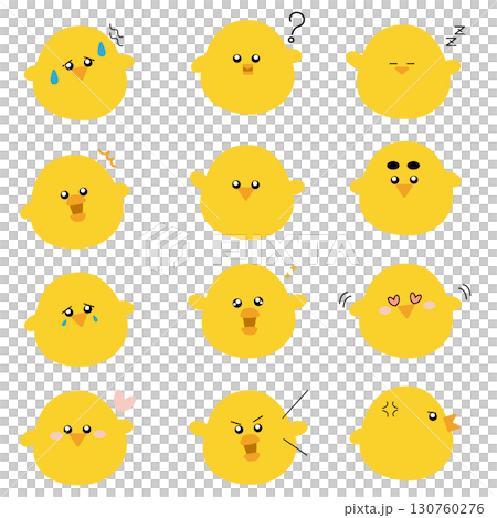 Cute chick facial expression set 130760276