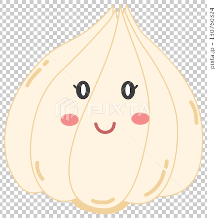 cute and minimal garlic with smiling face 130760324