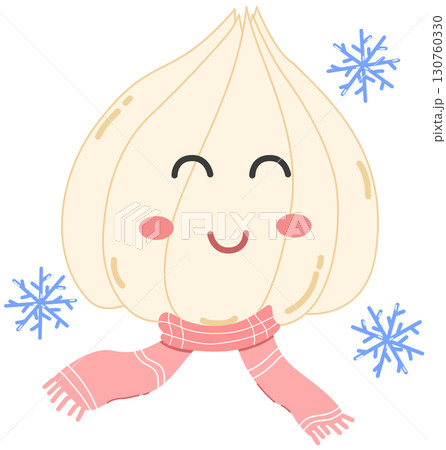 cute and minimal garlic with scarf and snowflake 130760330