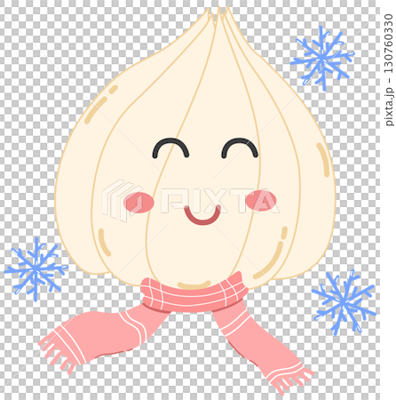 cute and minimal garlic with scarf and snowflake 130760330