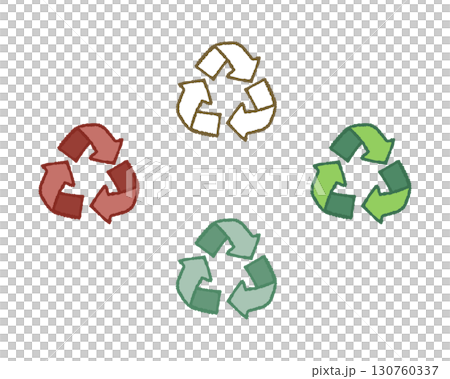 リサイクルマークのカラーバリエーションセット 130760337