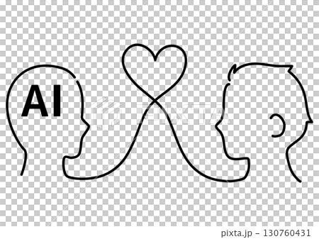 AIと恋に落ちる男性のシンプルイラスト AIと恋に落ちる男性のシンプルイラスト 130760431