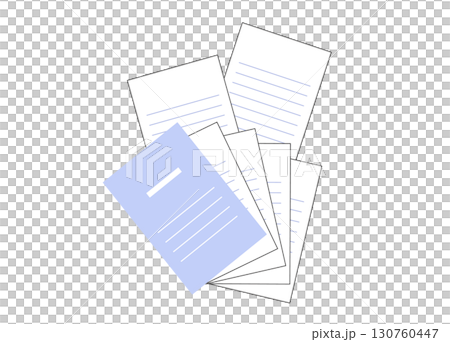 レポート用紙,便箋などのセット。ビジネスや学習をイメージしたイラストです。 130760447