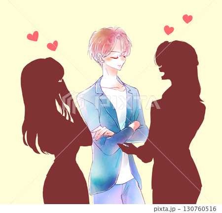 モテている男性　社内　影絵 130760516